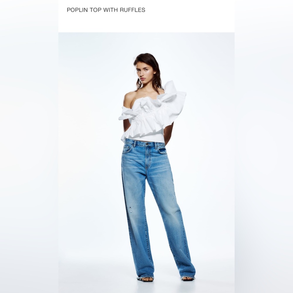 Zara Poplin Top with Ruffles